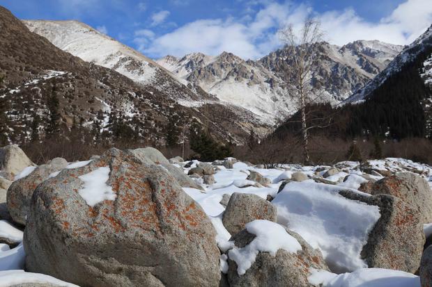 Winter scenery is seen at Kyrgyzstan